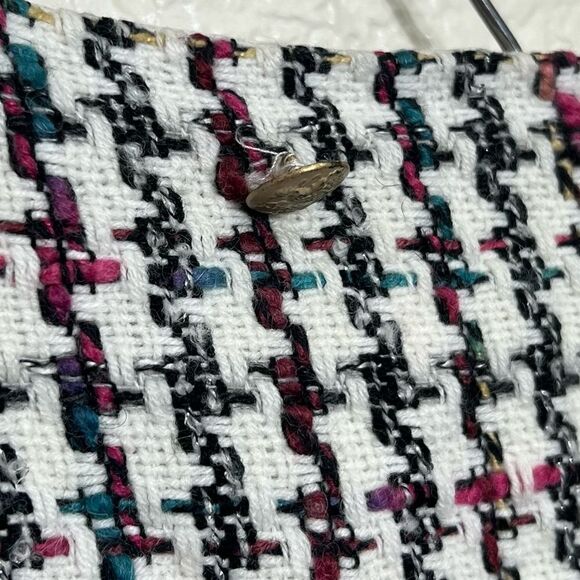 Leyden Tweed Mini Skirt With Fringe White and Black School Girl Academia Size L - Picture 7 of 15